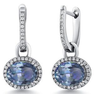 925 Sterling Silver with 4.44 Cttw Cassiopeia Mystic Topaz Oval Drop Earrings